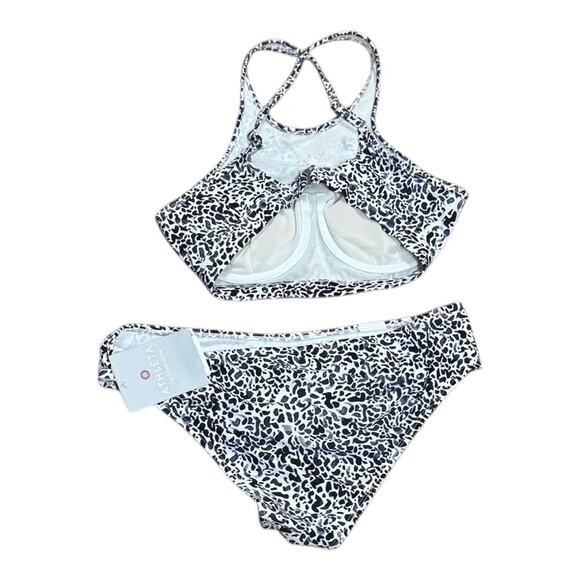 Athleta Zimbabwe High Neck Two Piece Swimsuit Bikini New With Tags - Picture 3 of 6